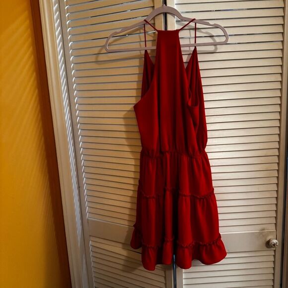 Elegant Red Halter Dress - Picture 6 of 12